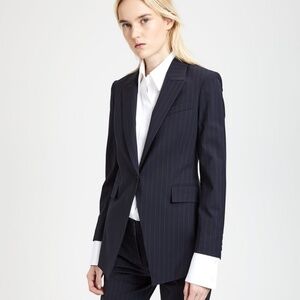 Theory Wool Etiennette Blazer Jacket One Button Black